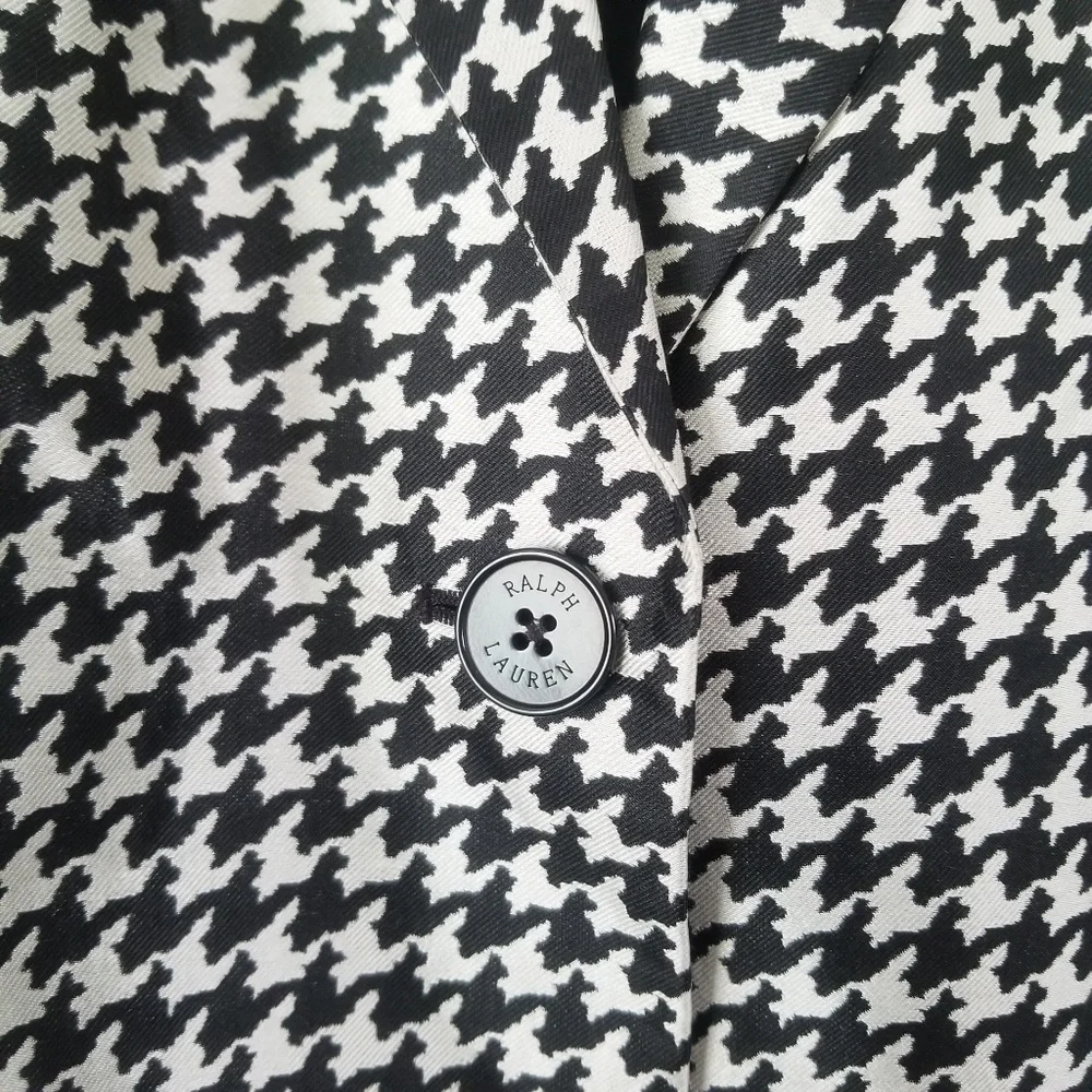 Ralph Lauren Silk Black & White Houndstooth Jacket - Picture 3 of 9
